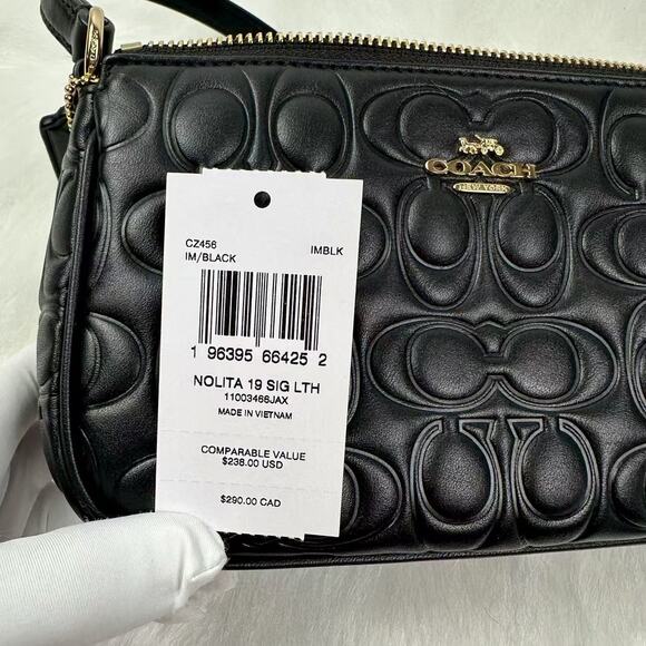 Coach Nolita 19 In Signature Leather/Gold/BLack CZ456 Wristlet/Shoulder Bag NWT - Picture 5 of 8